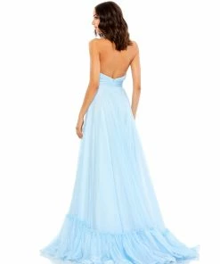 Mac Duggal High Neck Tiered Chiffon Halter Gown