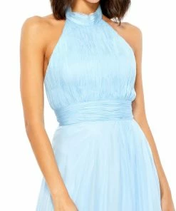 Mac Duggal High Neck Tiered Chiffon Halter Gown