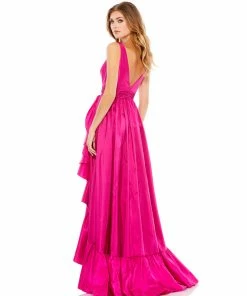 Mac Duggal Taffeta Hi-Low Ruffle Gown