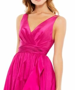 Mac Duggal Taffeta Hi-Low Ruffle Gown