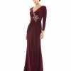 Mac Duggal Faux Wrap Long Sleeve Gown W/ Appliqué Detail Shop For