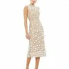 Mac Duggal Cocktail Dresses Floral Applique Sleeveless Midi Dress