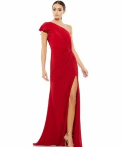Mac Duggal Ruffled One Shoulder Draped Gown Shop For
