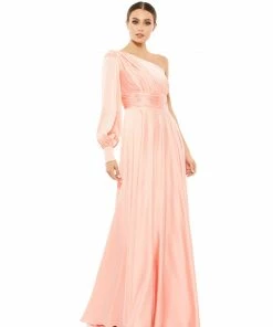 Ieena For Mac Duggal One Shoulder Bishop Sleeve Flowy Gown Shop For