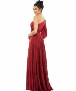 Ieena For Mac Duggal One Shoulder Bishop Sleeve Flowy Gown Shop For