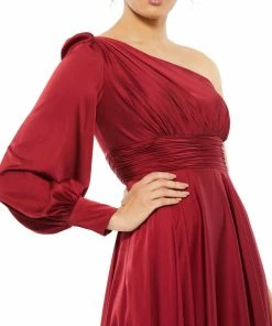 Ieena For Mac Duggal One Shoulder Bishop Sleeve Flowy Gown Shop For