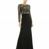 Mac Duggal Beaded Illusion High Neck Trumpet Gown
