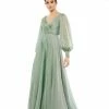 Mac Duggal Sheer Blouson Sleeve Surplice Gown Shop For