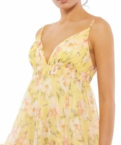 Ieena For Mac Duggal Floral Empire Waist Ruffled Mini Dress