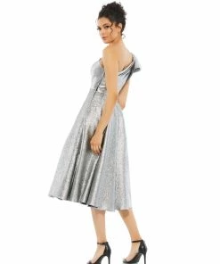Mac Duggal Shop For One Shoulder Bow Midi Dress
