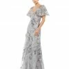 Mac Duggal Embellished V Neck Butterfly Sleeve Trumpet Gown