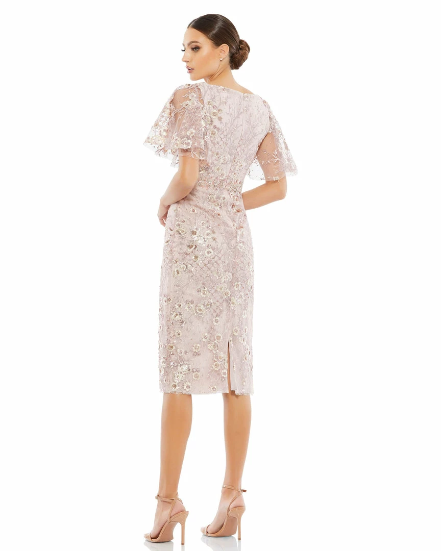 Mac Duggal Embellished Illusion Butterfly Sleeve Cocktail Dress 2 Mac Duggal Embellished Illusion Butterfly Sleeve Cocktail Dress