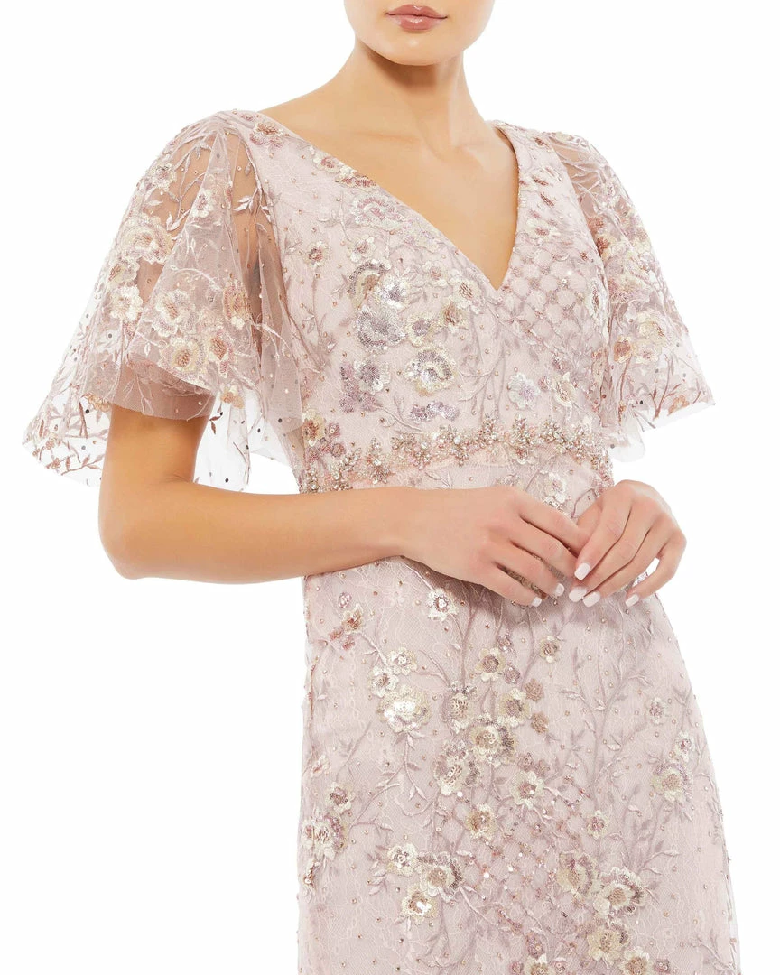 Mac Duggal Embellished Illusion Butterfly Sleeve Cocktail Dress 3 Mac Duggal Embellished Illusion Butterfly Sleeve Cocktail Dress