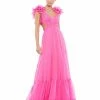 Ieena For Mac Duggal Ruffle Shoulder Lace Up Gown Shop For