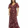 Mac Duggal Floral Embellished Butterfly Sleeve Gown (Plus) Mother Of The Bride + Groom Dresses
