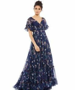 Ieena For Mac Duggal Shop For Flounce Sleeve Floral Maxi Dress