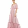 Mac Duggal Ruffled Butterfly Sleeve Evening Gown