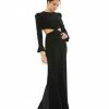 Ieena For Mac Duggal Long Sleeve Puff Shoulder Cut Out Gown