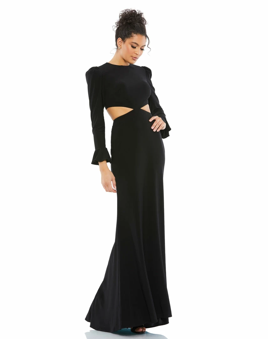 Ieena For Mac Duggal Long Sleeve Puff Shoulder Cut Out Gown 1 Ieena For Mac Duggal Long Sleeve Puff Shoulder Cut Out Gown