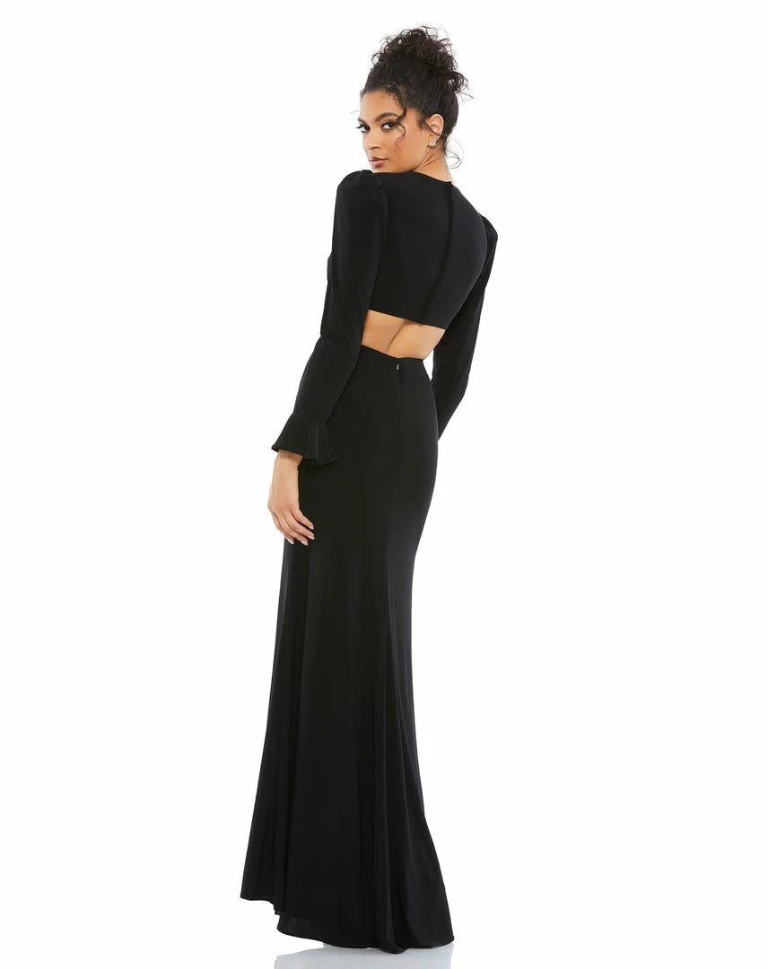 Ieena For Mac Duggal Long Sleeve Puff Shoulder Cut Out Gown 2 Ieena For Mac Duggal Long Sleeve Puff Shoulder Cut Out Gown