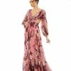 Ieena For Mac Duggal Floral Cutout Open Back Blouson Sleeve Dress Shop For
