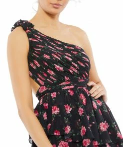 Ieena For Mac Duggal Shop For Rose Print Layered High-Low Dress