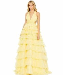 Mac Duggal Shop For Chiffon Layered Cut Out Ballgown