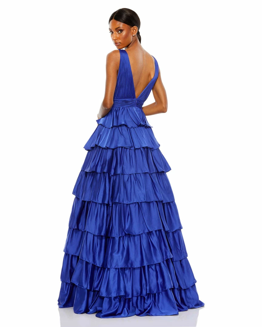 Mac Duggal Shop For Ruffle Tiered Pleated Sleeveless V Neck Gown 2 Mac Duggal Shop For Ruffle Tiered Pleated Sleeveless V Neck Gown