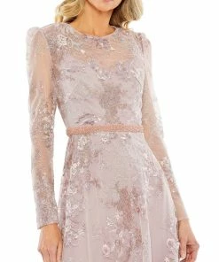 Mac Duggal Embellished Illusion Long Sleeve Midi Dress Shop For