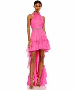 Mac Duggal Halter Neck High Low Flowy Gown Shop For