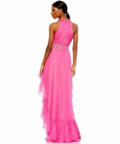 Mac Duggal Halter Neck High Low Flowy Gown Shop For