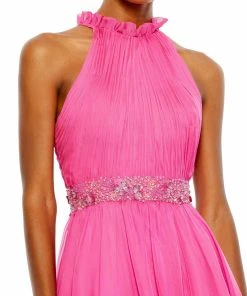 Mac Duggal Halter Neck High Low Flowy Gown Shop For