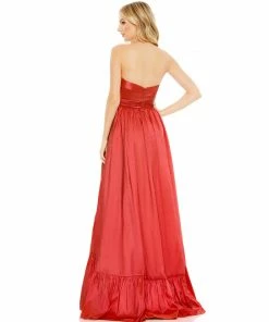 Mac Duggal Asymmetrical Strapless Ruffle Gown