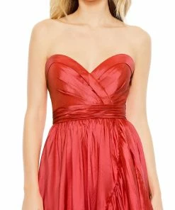 Mac Duggal Asymmetrical Strapless Ruffle Gown