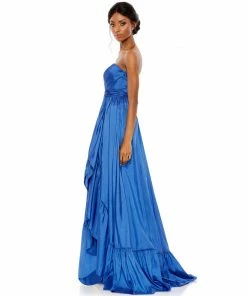 Mac Duggal Asymmetrical Strapless Ruffle Gown