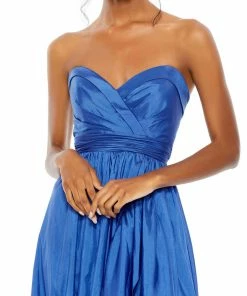 Mac Duggal Asymmetrical Strapless Ruffle Gown