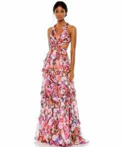 Mac Duggal Ruffled Cut Out Sleeveless Gown Shop For