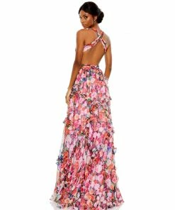 Mac Duggal Ruffled Cut Out Sleeveless Gown Shop For