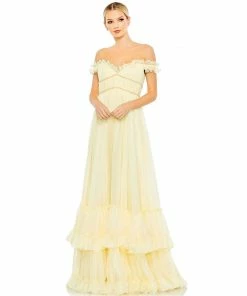 Mac Duggal Shop For Ruffle Tiered Babydoll Flowy Gown