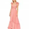 Mac Duggal Ruffle Sleeve V Neck A Line Gown Shop For