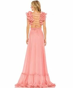 Mac Duggal Ruffle Sleeve V Neck A Line Gown Shop For 6 Mac Duggal Ruffle Sleeve V Neck A Line Gown Shop For