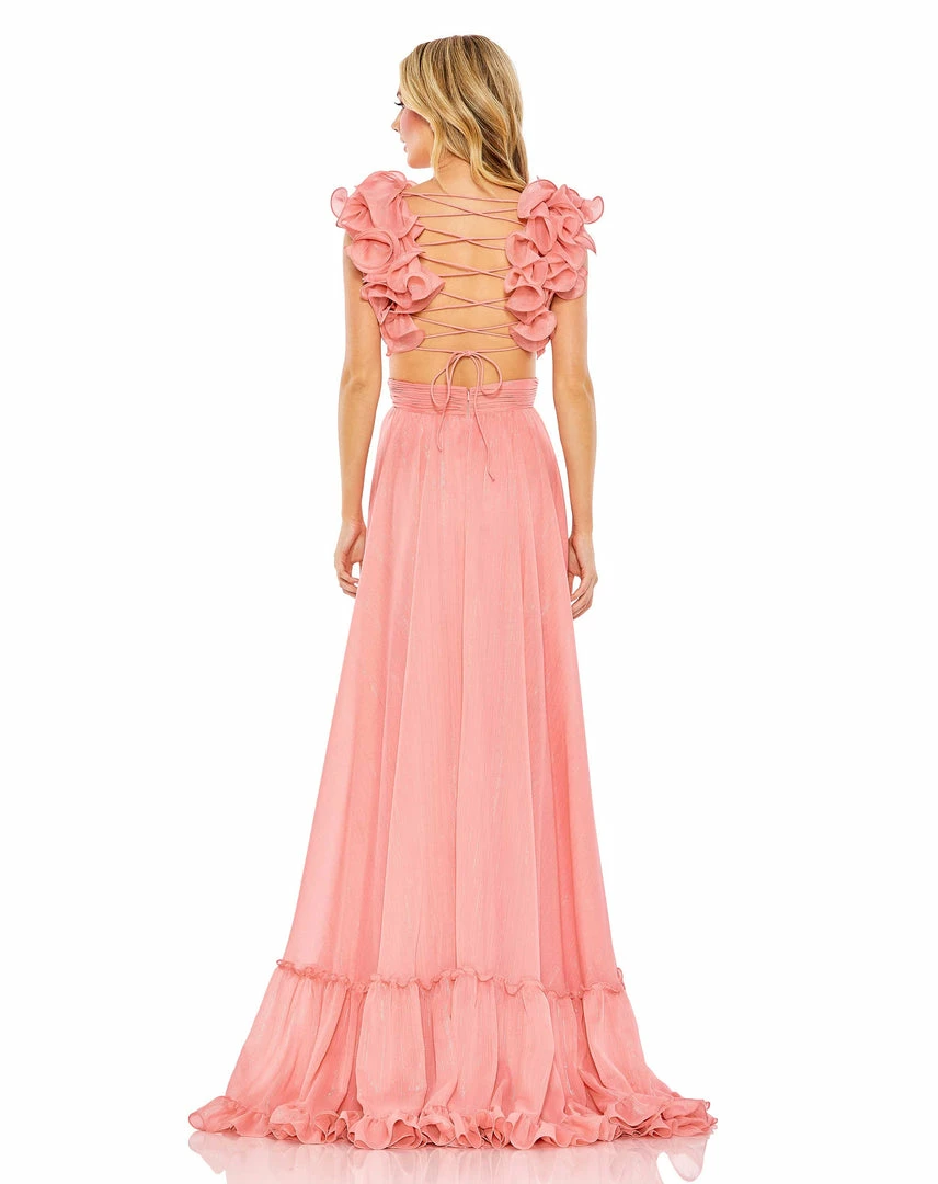 Mac Duggal Ruffle Sleeve V Neck A Line Gown Shop For 3 Mac Duggal Ruffle Sleeve V Neck A Line Gown Shop For