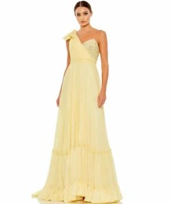 Mac Duggal Embellished Soft Tie One Shoulder Ruffle Gown Shop For