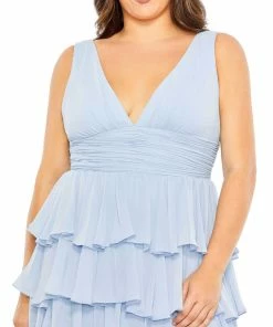 Mac Duggal Shop For Ruffle Tiered Sleeveless V Neck Gown (Plus) 8 Mac Duggal Shop For Ruffle Tiered Sleeveless V Neck Gown (Plus)
