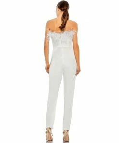 Ieena For Mac Duggal Strapless Jumpsuit With Ostrich Feathers Shop For