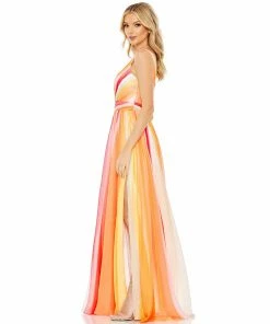 Mac Duggal Striped Multi Sleeveless Gown Shop For