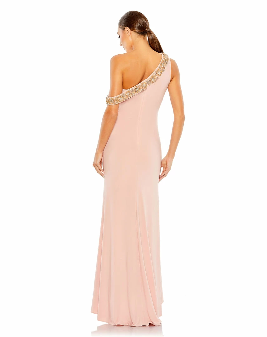 Mac Duggal Beaded Drop Shoulder Jersey Gown 2 Mac Duggal Beaded Drop Shoulder Jersey Gown