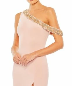 Mac Duggal Beaded Drop Shoulder Jersey Gown 5 Mac Duggal Beaded Drop Shoulder Jersey Gown
