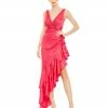 Ieena For Mac Duggal Shop For Asymmetrical Ruffled Hem V Neck Dress
