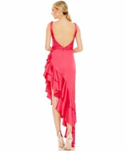 Ieena For Mac Duggal Shop For Asymmetrical Ruffled Hem V Neck Dress